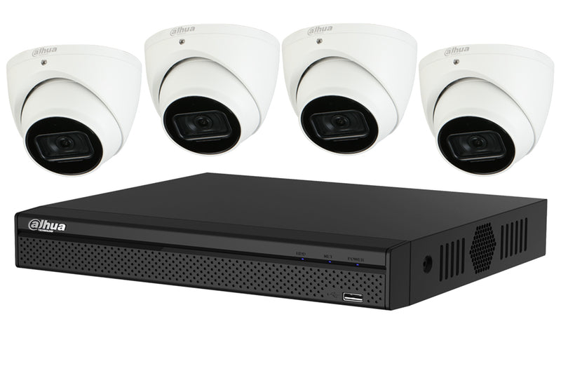 8MP 4CH DAHUA CCTV Kit: 4 x Outdoor Turret Cameras + 4CH NVR