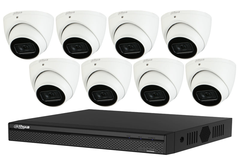 8MP 8CH DAHUA CCTV Kit: 8 x Outdoor Turret Cameras + 8CH NVR