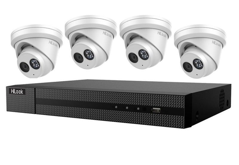 6MP 4CH HILOOK CCTV Kit: 4 x Outdoor Turret Cameras + 4CH NVR