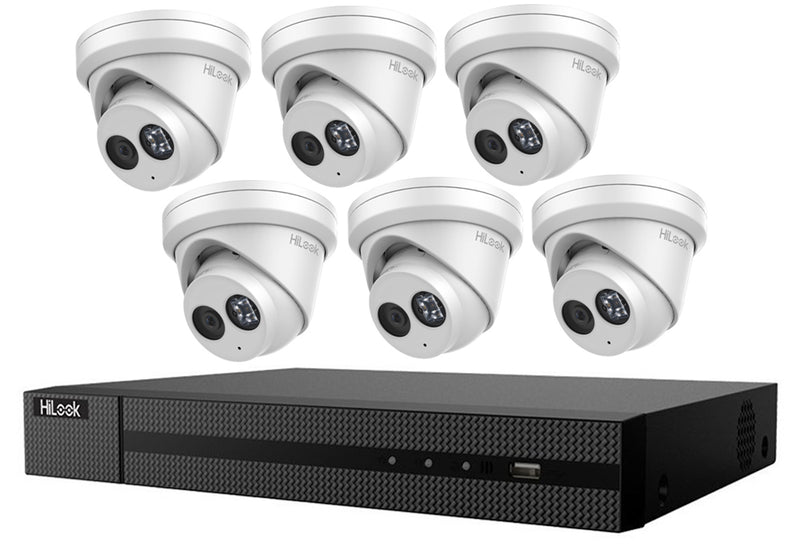 4MP 8CH HILOOK CCTV Kit: 6 x Outdoor Turret Cameras + 8CH NVR